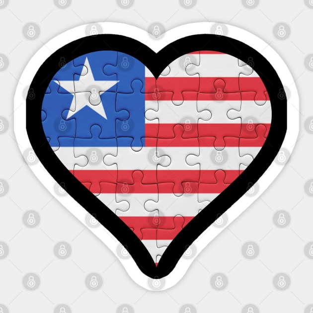 Liberian Jigsaw Puzzle Heart Design - Gift for Liberian With Liberia Roots Sticker by Country Flags